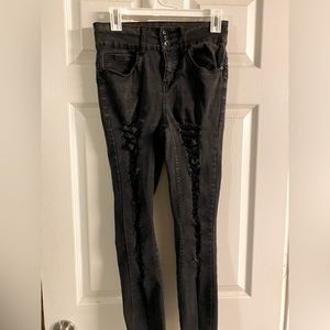 Hot Topic Denim Black High Rise Super Skinny Size 7